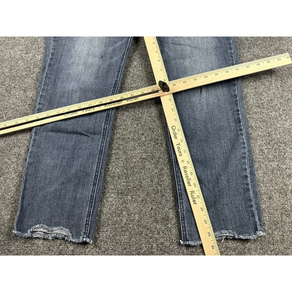 Democracy Ab Technology Jeans Women's Sz 6 Blue Raw Hem Frayed Cropped 30X25 - Picture 8 of 15